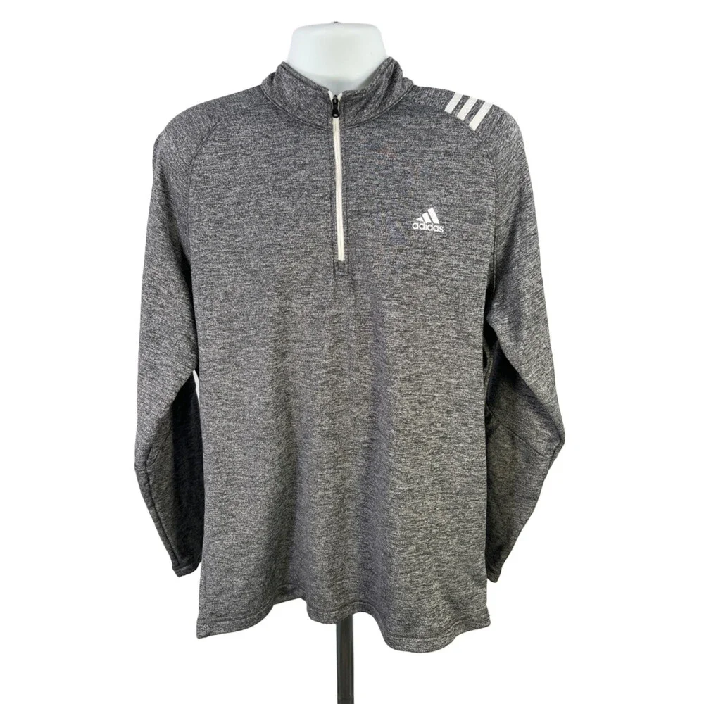Adidas Men's Gray Heather Quarter Zip Long Sleeve Golf Jacket - XL